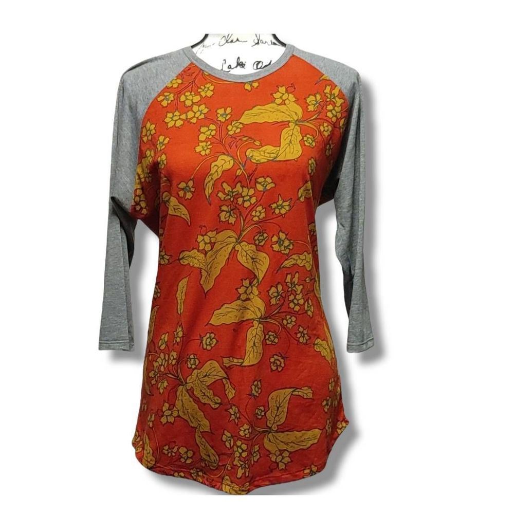 LuLaRoe Orange and Gray Long Sleeve Tee